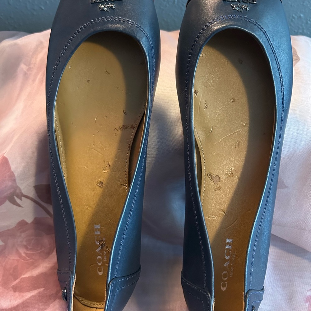 Coach Chelsea Navy Ballet Flats with Silver Toe Cap - Picture 6 of 9